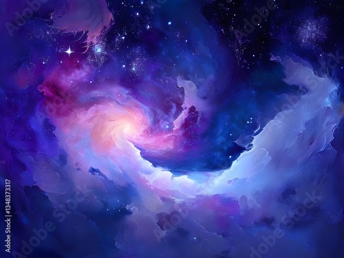 Colorful space galaxy cloud nebula and stars. Stary night cosmos. Universe science astronomy. Banner, background wallpaper. Science fiction, planets