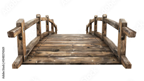 Wallpaper Mural old wooden foot bridge isolated on transparent white background, clipping path Torontodigital.ca