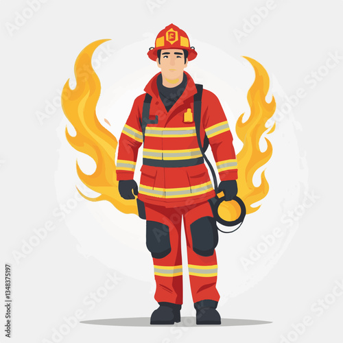 fireman, firefighter, safety, emergency, danger, man, rescue, fire, fighter, uniform, helmet, protection, background, service, red, equipment, hose, occupation, job, burn, person, work, male, hero, pr