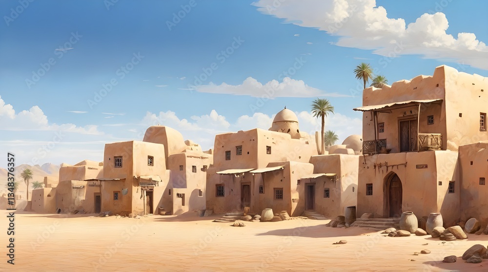 Fototapeta premium Old village in the Arabian desert.generative.ai