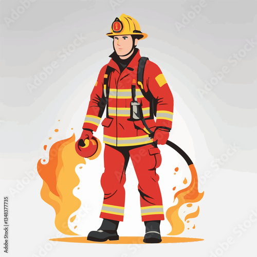 fireman, firefighter, safety, emergency, danger, man, rescue, fire, fighter, uniform, helmet, protection, background, service, red, equipment, hose, occupation, job, burn, person, work, male, hero, pr