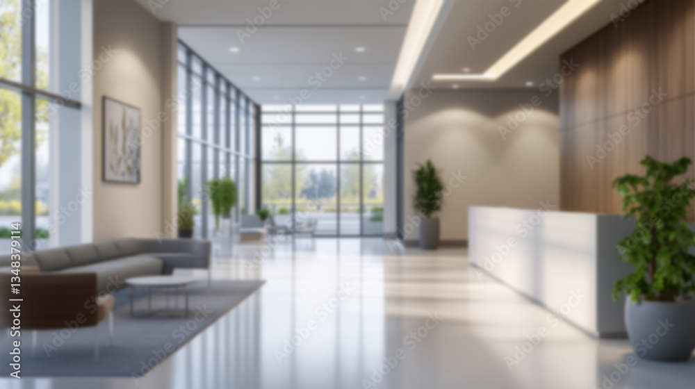 Modern Office Lobby with Contemporary Furniture with a Blurred Background