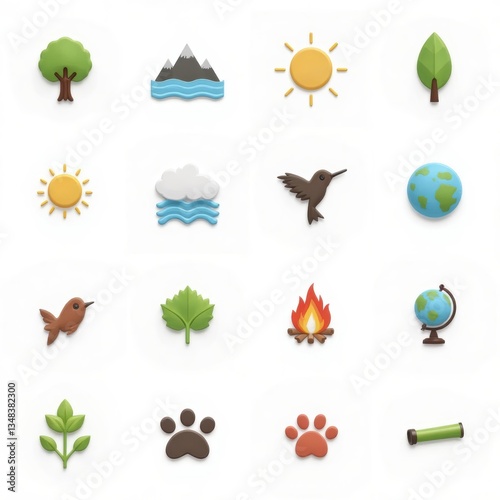 Nature Icons Set: Ecology, Environment & Wildlife Symbols. Vector Collection