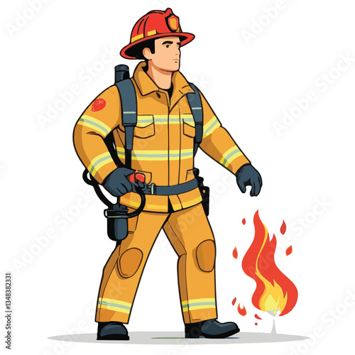 fireman, firefighter, safety, emergency, danger, man, rescue, fire, fighter, uniform, helmet, protection, background, service, red, equipment, hose, occupation, job, burn, person, work, male, hero, pr