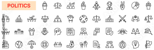 Politics & Government Icon Set – Elections, Voting, Debates, Lawmaking, Political Campaigns, Democracy, Governance, Global Policies, Protest, Political Parties