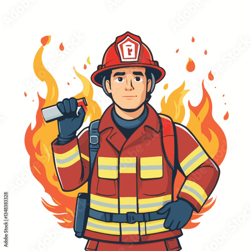 fireman, firefighter, safety, emergency, danger, man, rescue, fire, fighter, uniform, helmet, protection, background, service, red, equipment, hose, occupation, job, burn, person, work, male, hero, pr