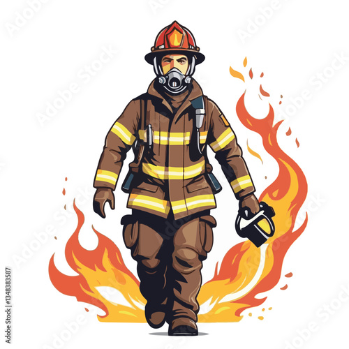 fireman, firefighter, safety, emergency, danger, man, rescue, fire, fighter, uniform, helmet, protection, background, service, red, equipment, hose, occupation, job, burn, person, work, male, hero, pr