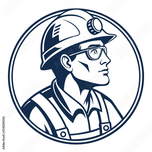 Miner Portrait Illustration for Industry, Labor, and Energy Sector

