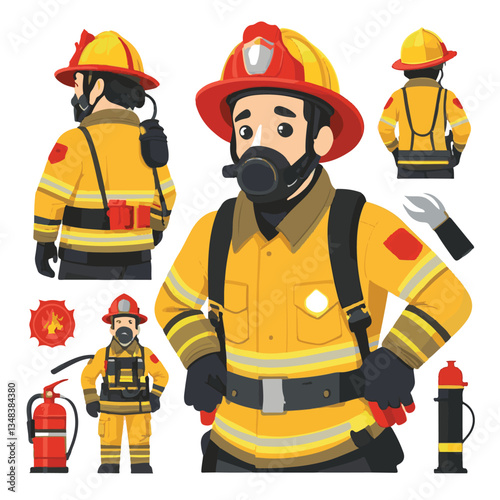 fireman, firefighter, safety, emergency, danger, man, rescue, fire, fighter, uniform, helmet, protection, background, service, red, equipment, hose, occupation, job, burn, person, work, male, hero, pr