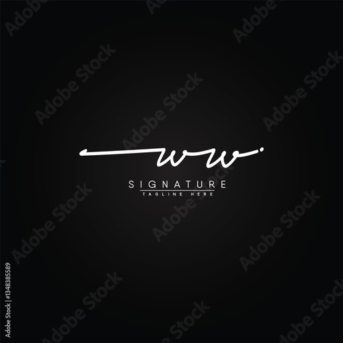 Handwritten Signature logo for Initial Letter WW - Vector Logo Template for Alphabet W and W