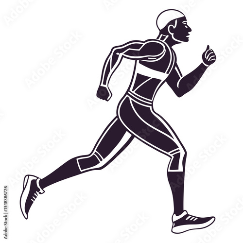 Running athlete, sports vector illustration for fitness, marathon, and training branding
