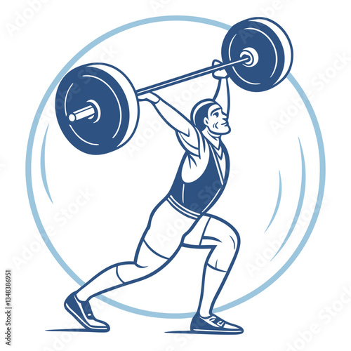 Weightlifting illustration, sports vector clipart for fitness, strength training, and athletic branding