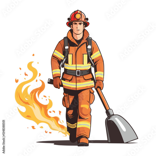 fireman, firefighter, safety, emergency, danger, man, rescue, fire, fighter, uniform, helmet, protection, background, service, red, equipment, hose, occupation, job, burn, person, work, male, hero, pr