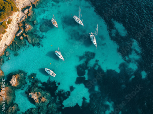 Cinematic Aerial View of Sailboats on Turquoise Ocean – Stunning ARRI Alexa Mini Footage with Zeiss Ultra Prime & Anamorphic Lens Flare