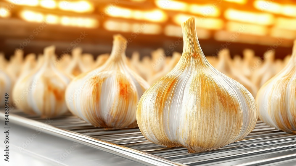 Obraz premium Roasted Garlic Bulbs Closeup Food Photography Culinary Cooking Delicious Healthy Go