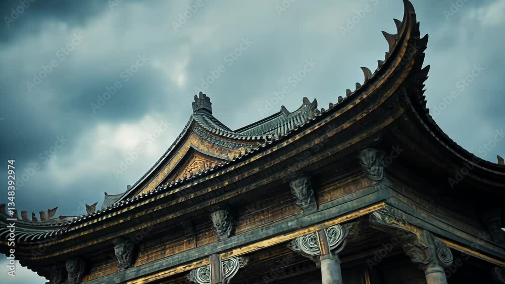 Asian Temple Under Dark Sky Asian Temple Under Dark Sky