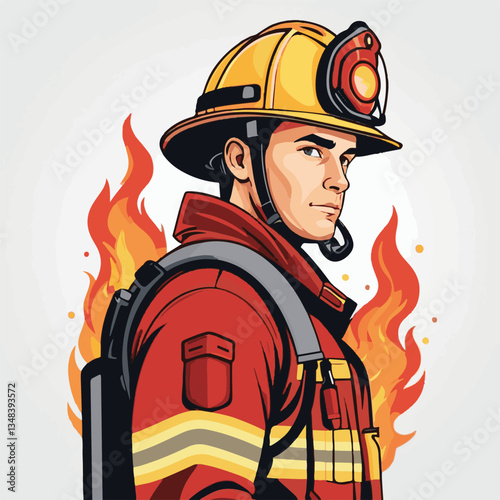 fireman, firefighter, safety, emergency, danger, man, rescue, fire, fighter, uniform, helmet, protection, background, service, red, equipment, hose, occupation, job, burn, person, work, male, hero, pr