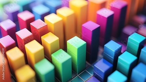 Color blocks in minimalist representing economic data