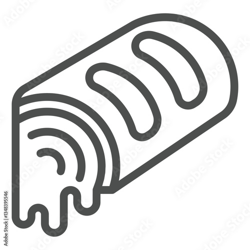 Biscuit roll with jam line icon, sweets pastry concept. Vector graphics. Sweet dough roll bun, bakery sign on white background, outline style icon for mobile or web design.