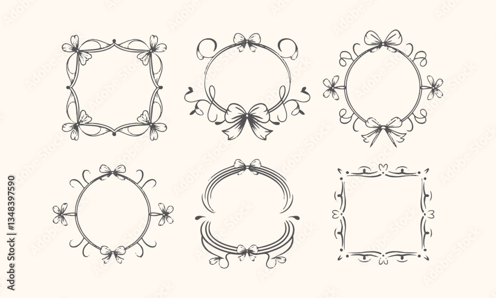 Modern seamless vector-style illustration decorative frames with a vintage aesthetic, easily editable. Modern seamless vector-style illustration decorative frames with a vintage aesthetic, easily editable.