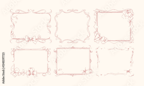 Modern seamless vector-style illustration decorative frames with a vintage aesthetic, easily editable.