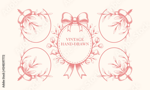 Modern seamless vector-style illustration decorative frames with a vintage aesthetic, easily editable.