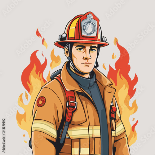 fireman, firefighter, safety, emergency, danger, man, rescue, fire, fighter, uniform, helmet, protection, background, service, red, equipment, hose, occupation, job, burn, person, work, male, hero, pr