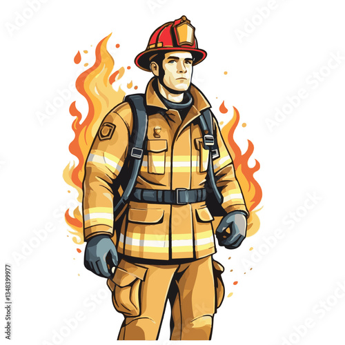 fireman, firefighter, safety, emergency, danger, man, rescue, fire, fighter, uniform, helmet, protection, background, service, red, equipment, hose, occupation, job, burn, person, work, male, hero, pr