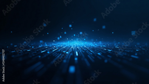 Futuristic Blue Pixel Grid on Dark Background