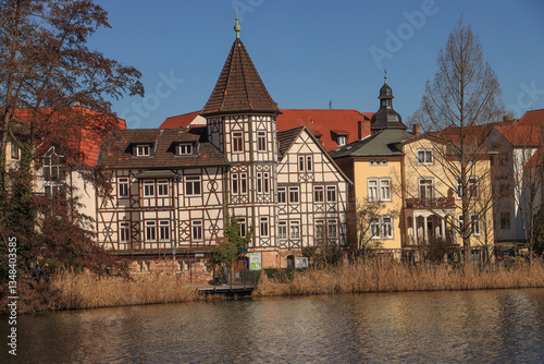 Obraz na płótnie Bad Salzungen; Promenade am Burgsee w salonie