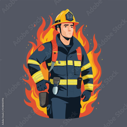 fireman, firefighter, safety, emergency, danger, man, rescue, fire, fighter, uniform, helmet, protection, background, service, red, equipment, hose, occupation, job, burn, person, work, male, hero, pr