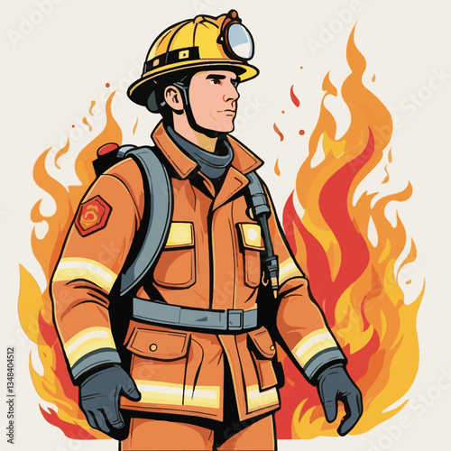 fireman, firefighter, safety, emergency, danger, man, rescue, fire, fighter, uniform, helmet, protection, background, service, red, equipment, hose, occupation, job, burn, person, work, male, hero, pr