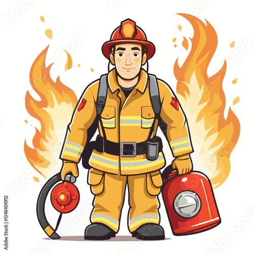 fireman, firefighter, safety, emergency, danger, man, rescue, fire, fighter, uniform, helmet, protection, background, service, red, equipment, hose, occupation, job, burn, person, work, male, hero, pr