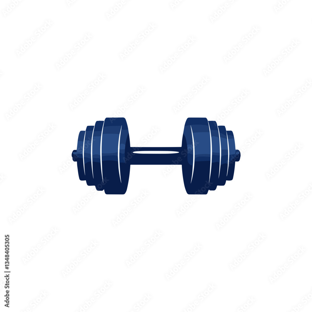 Stylized dumbbell icon in glossy blue color on white background Stylized dumbbell icon in glossy blue color on white background