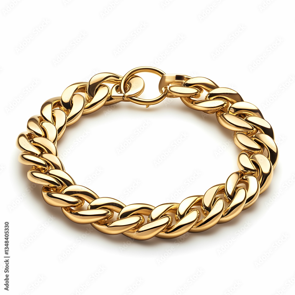 Obraz premium A sleek gold bracelet, isolated on a white background