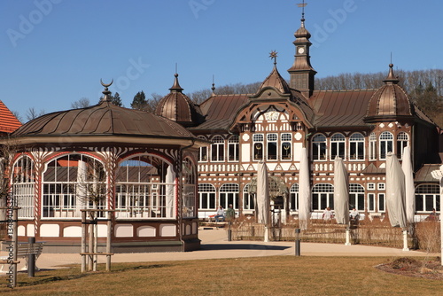 Blickfang in Bad Salzungen; Gradierwerk Mittelbau und Pavillon