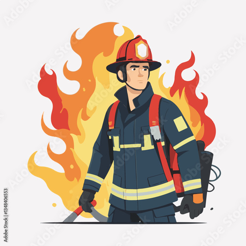 fireman, firefighter, safety, emergency, danger, man, rescue, fire, fighter, uniform, helmet, protection, background, service, red, equipment, hose, occupation, job, burn, person, work, male, hero, pr
