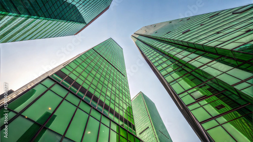Green Buildings and Skyscrapers in Low Angle Shot