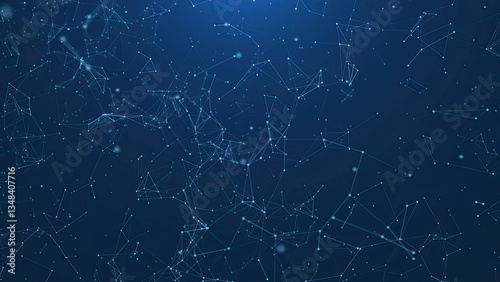 Obraz na płótnie Internet of things connection science effect. Blue digital network plexus blockchain technology connecting dot network web abstract on black background w salonie