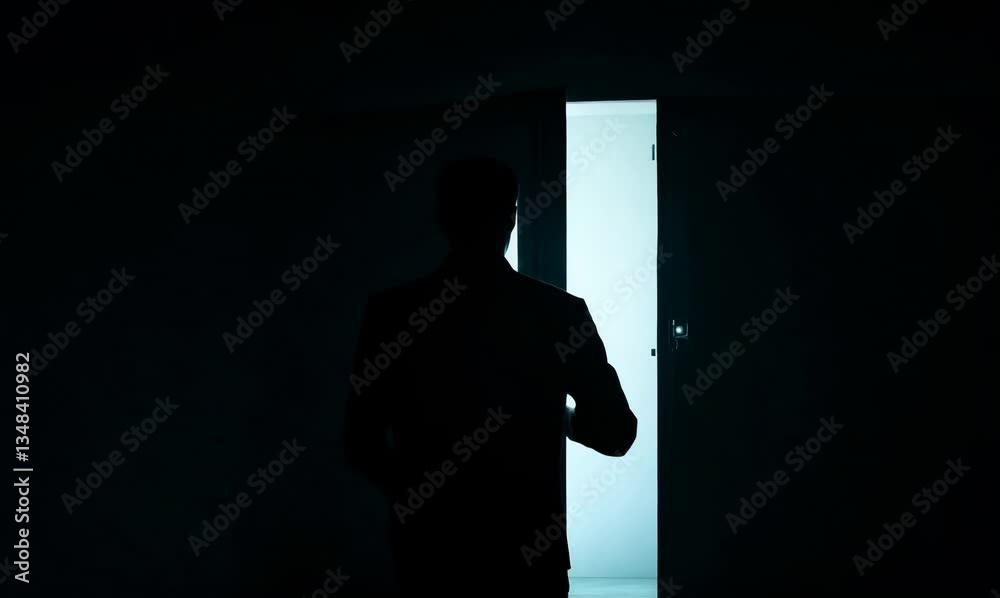 the light beckons: a silhouette's escape from the shadows
