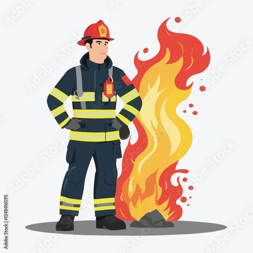 fireman, firefighter, safety, emergency, danger, rescue, fire, man, fighter, uniform, helmet, equipment, red, service, protection, background, hose, work, occupation, job, burn, person, hero, professi