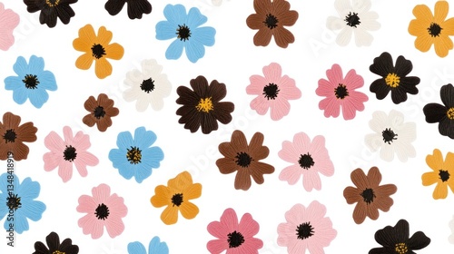 Colorful floral pattern, white background, design, textile, wallpaper photo