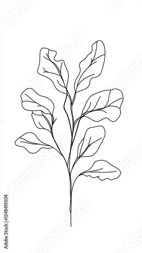 Botanical Line Art Print: Minimalist Plant Illustration, Elegant Leaf Drawing, Modern Home Decor, Simple Black and White Wall Art, Stylish Nature-Inspired Design