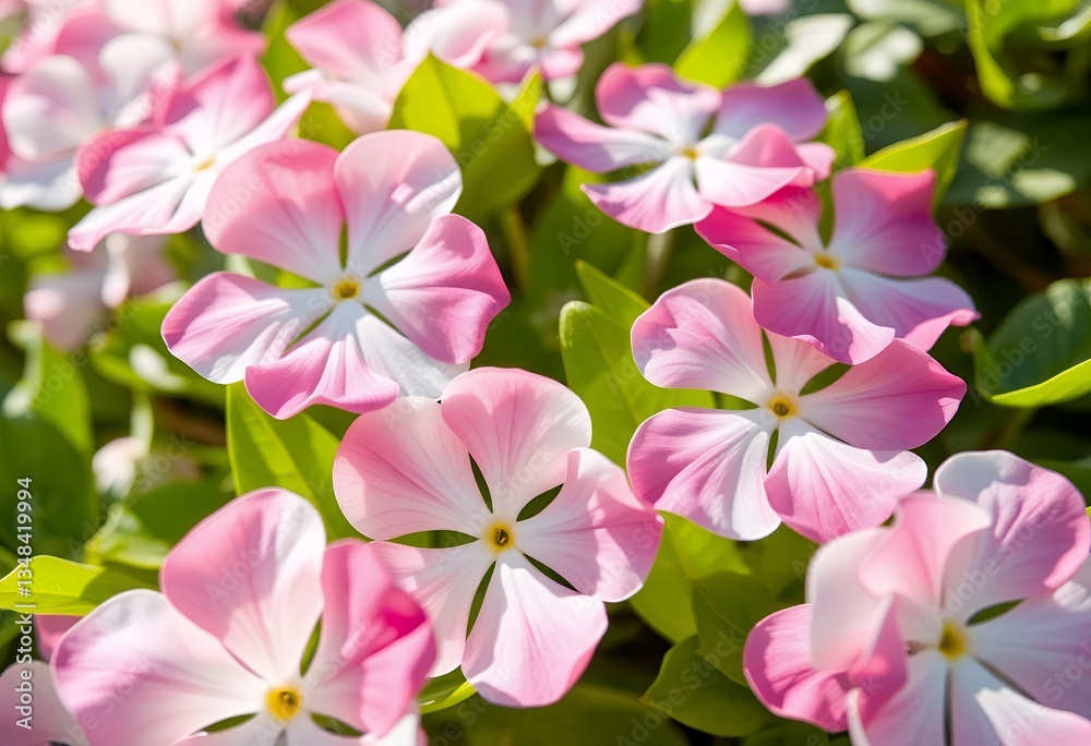 Close-up of Catharanthus Roseus Flowers with Delicate Pink and White Petals Close-up of Catharanthus Roseus Flowers with Delicate Pink and White Petals