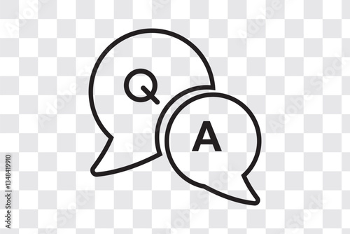 Questions and answers icon with speech bubble and q and a letters. Vector minimal trendy illustration in 3 styles for frequently asked questions concepts in websites