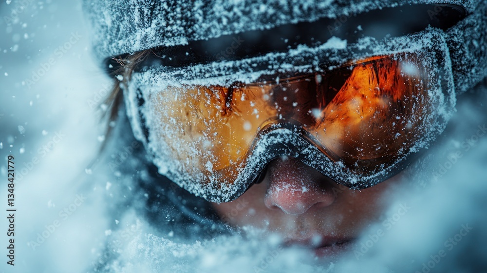 Fototapeta premium Skier Carving Through Fresh Snow with Powder Spray in Dynamic Action Scene