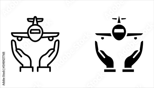 Travel insurance icon. Protection of air travel, insurance sign web sign. on white background