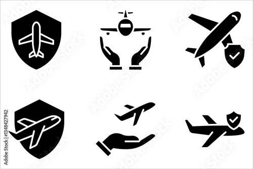 Travel insurance icon. Protection of air travel, insurance sign web sign. on white background