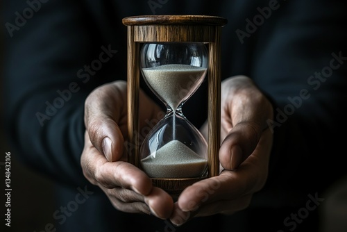 Hands Holding an Hourglass Symbolizing Time and Life Dynamics
