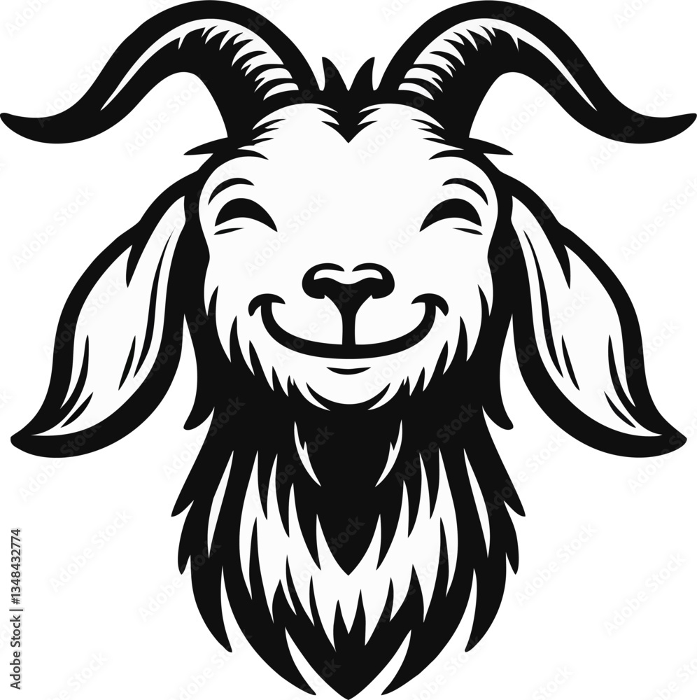 Fototapeta premium Smile Goat Head Icon Vector